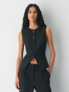 Aritzia Black Tailored Button-Front Sleeveless Vest